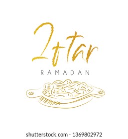 hand drawn Ramadan Iftar is party celebration of muslim event. Traditional subjects the Muslim feast of the holy month of Ramadan Kareem