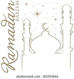 Hand drawn "Ramadan Kareem" (Generous Ramadan) greeting card in vector format.