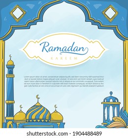 hand drawn ramadan kareem with islamic ornament