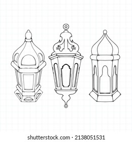 Hand drawn Ramadan kareem lantern vector illustration