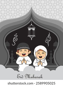 Hand drawn Ramadan Kareem and lantern background, beautiful greeting card design elements. Vector illustration