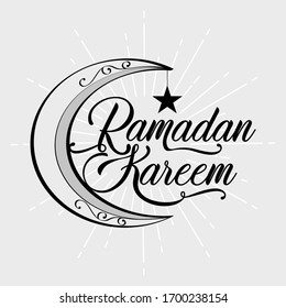 Hand drawn of Ramadan Kareem Sign.vector typographic illustration of handwritten Ramadan Kareem
