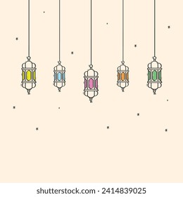 Hand Drawn Ramadan Lantern Background Vector Design.