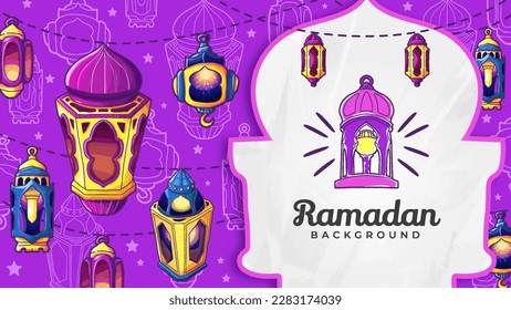 Hand Drawn Ramadan Lanterns Background