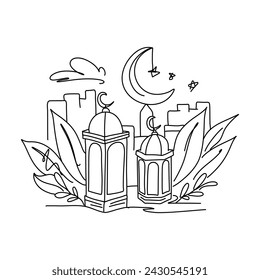 Hand drawn Ramadan Lanterns, Unique Flat Illustration Doodle for Greeting Cards