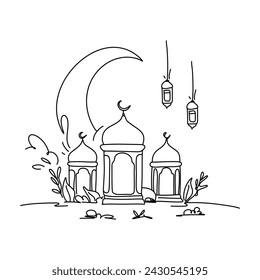 Hand drawn Ramadan Lanterns, Unique Flat Illustration Doodle for Greeting Cards