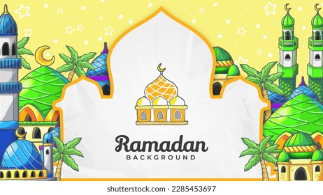 Hand Drawn Ramadan Mosques Background