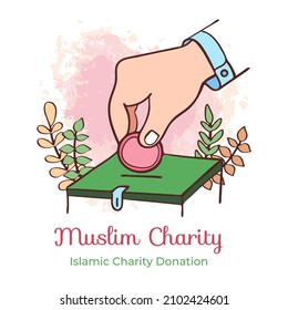 Hand drawn ramadan muslim charity illustration