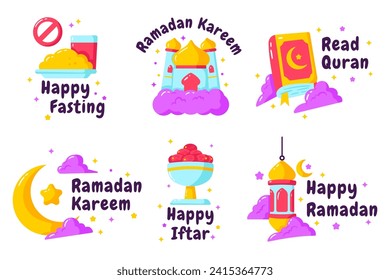 Hand drawn ramadan sticker illustration suitable for to do list ramadan activity. Islamic hand drawn badge.