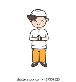 Hand drawn Ramadhan Boy Icon, simple line drawing