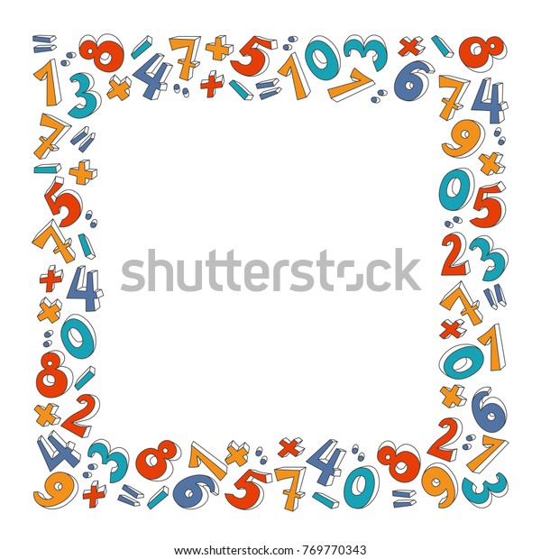 Hand Drawn Random Numbers Square Frame Stock Vector (Royalty Free ...