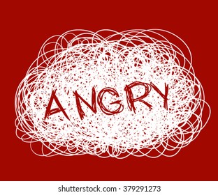 Hand Drawn random pen Scribble Shape. Angry emotion. Vector EPS10