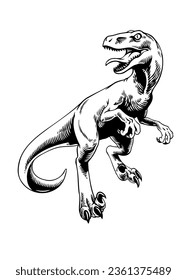 Hand Drawn Raptor Illustration in Vintage Style