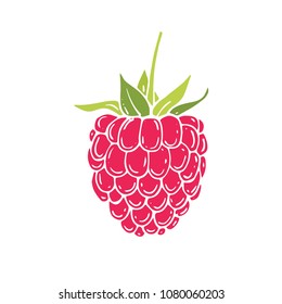 Hand drawn raspberries icon. Vector illustration