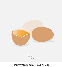 Hand drawn raw Egg on white.
