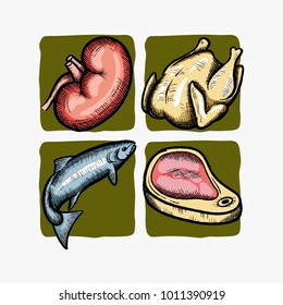 Hand drawn raw food vector inspiration isolated on white background
