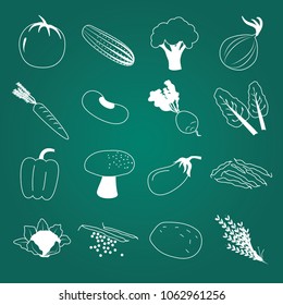 Hand drawn raw vegetable icons. Vector illustration.