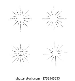 Hand drawn rays firework vintage set vector illustration
