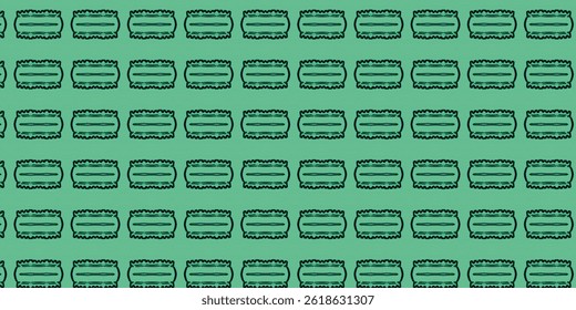 Hand Drawn Razor Blade Seamless Pattern on Green Background