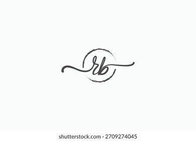 Dibujado a mano RB Firma inicial Logo Negro Script, con estilo Minimalista Branding Lettering Logo