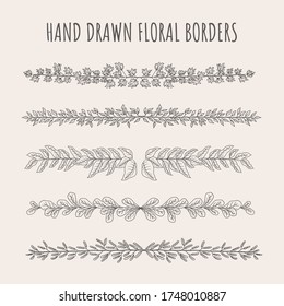 Hand Drawn Realistic Floral Borders