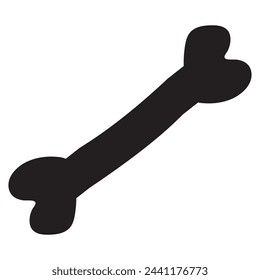 Hand drawn realistic human bones. Black And White Outlined Dog Bone Cartoon Drawing Simple Design. Illustration Isolated On White Background.