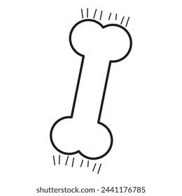 Von Hand gezeichnete realistische menschliche Knochen. Schwarz-Weiß umrissene Hunde Knochen Cartoon Zeichnung einfaches Design. Abbildung isoliert auf weißem Hintergrund.