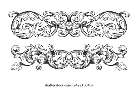 Hand drawn realistic ornamental border