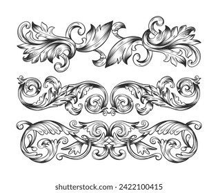 Hand drawn realistic ornamental border