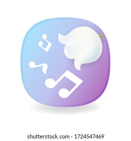Hand drawn realistic style mobile phone APP vector icon, application icon, internet, online element, color icon, music logo, flower, lily of the valley, natural style, blue background