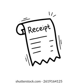 Hand Drawn Receipt Illustration. Doodle Vector. Isolated on White Background - EPS 10 Vector