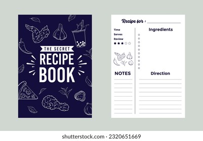 Hand drawn recipe book template