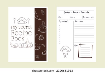 Hand drawn recipe book template