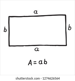Hand drawn rectangle Area. Sketch for education, icon. Decoration element. Vector illustration