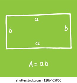 Hand drawn rectangle Area. Sketch for education, icon. Decoration element. Vector illustration