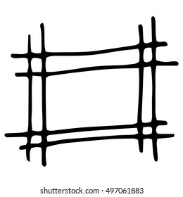Hand drawn rectangle frame. Cartoon vector square border. Pencil effect shape isolated.