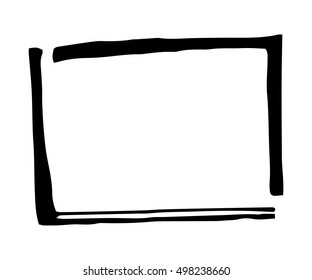 Hand drawn rectangle frame. Cartoon vector square border. Pencil effect shape isolated.