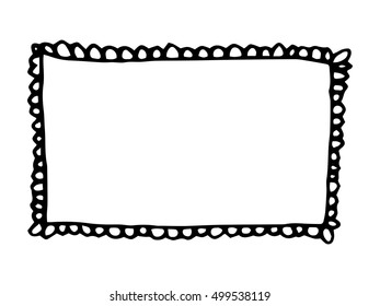 Hand drawn rectangle frame. Cartoon vector square border. Pencil effect shape isolated.