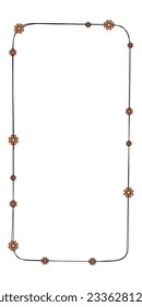 Elemento de decoración de marco rectangular dibujado a mano con conjunto de vector de flores
