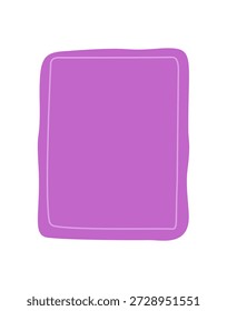 Handgezeichneter Rechteckrahmen mit organischem Rechteckrand und violettem Hintergrund. Doodle-Box dient als Banner, ideal für Label oder kreative Quote-Karte in einem modernen Dekor Einstellung.