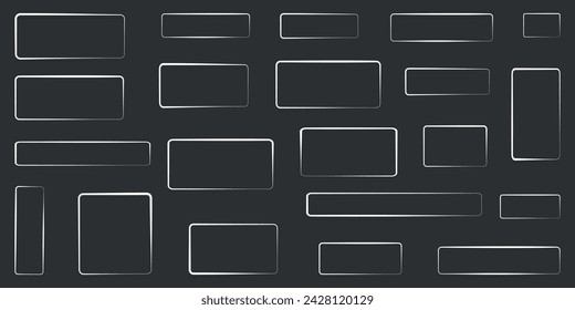 Hand drawn rectangle frame set.Doodle frame for textbox. Geometric Doodle border. Flat Vector illustration.	