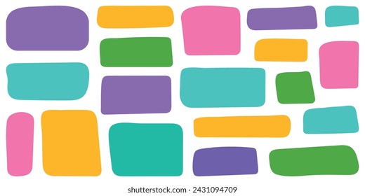 Hand drawn rectangle frame set.Doodle frame for textbox. Geometric Doodle border. Flat Vector illustration.	
