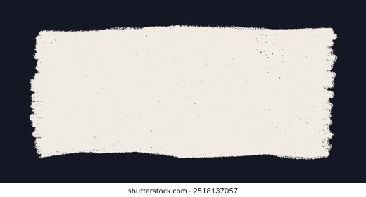 Hand drawn Rectangle with grunge texture. Rough style frame silhouette. Ripped border vector patch for dark background. Ideal for stickers, banners, and collages
