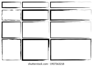 Hand drawn rectangles brush grunge. Dirty grunge texture. Watercolor brush texture. Line vector. Stock image. EPS 10.