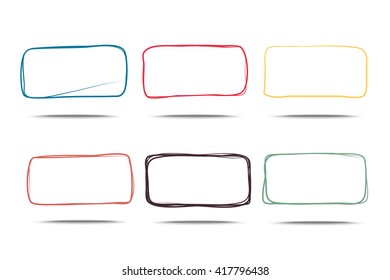 Hand drawn rectanglew with rounded corners set for your design, Eps10 vector