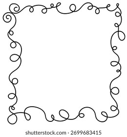 Hand drawn rectangular frame with one line in linear style