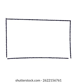 Hand drawn rectangular frame with rough brush strokes, sketchy pencil and marker border, scribbled square box outline. Flat vector illustration isolated on white background.