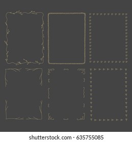 Hand drawn rectangular frames. Square vector illustration.