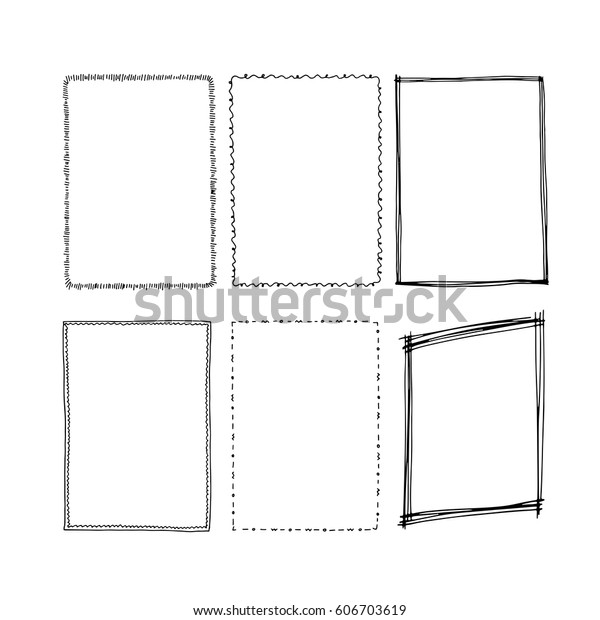 Hand Drawn Rectangular Frames Square Vector Stock Vector (Royalty Free ...