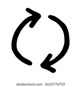 Hand drawn recycle arrow icon Recycling resources symbol Reuse of materials, zero waste, green environment, saving the planet